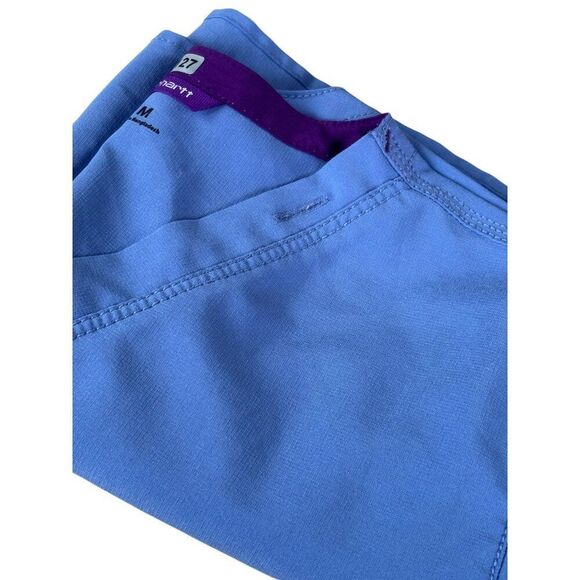 Carhartt Force Womens Scrub Top Medium Blue Short Sleeve V-Neck With Pockets - Picture 7 of 9